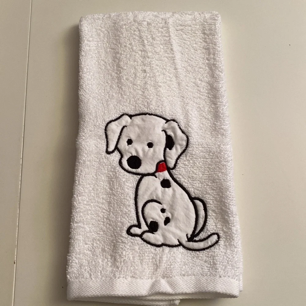 Firetruck and Dalmatian Hand Towels - for your little fireman - set of two